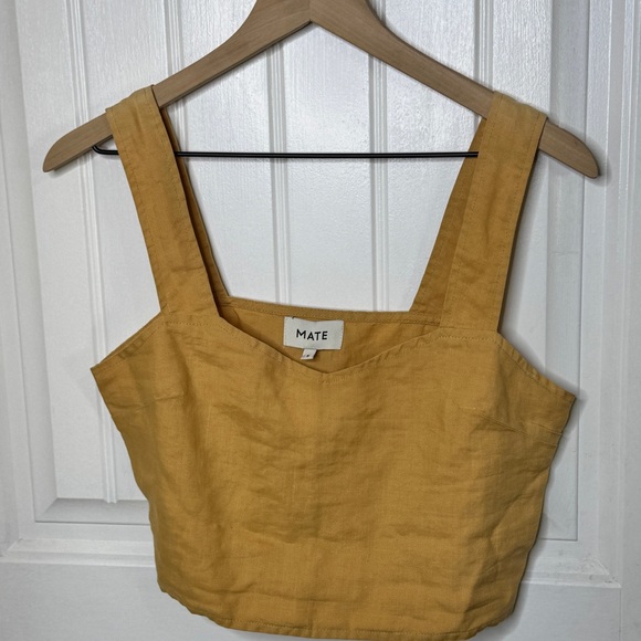 MATE the Label Tops - MATE the Label Linen Crop Tank Top S Made in LA Minimalist